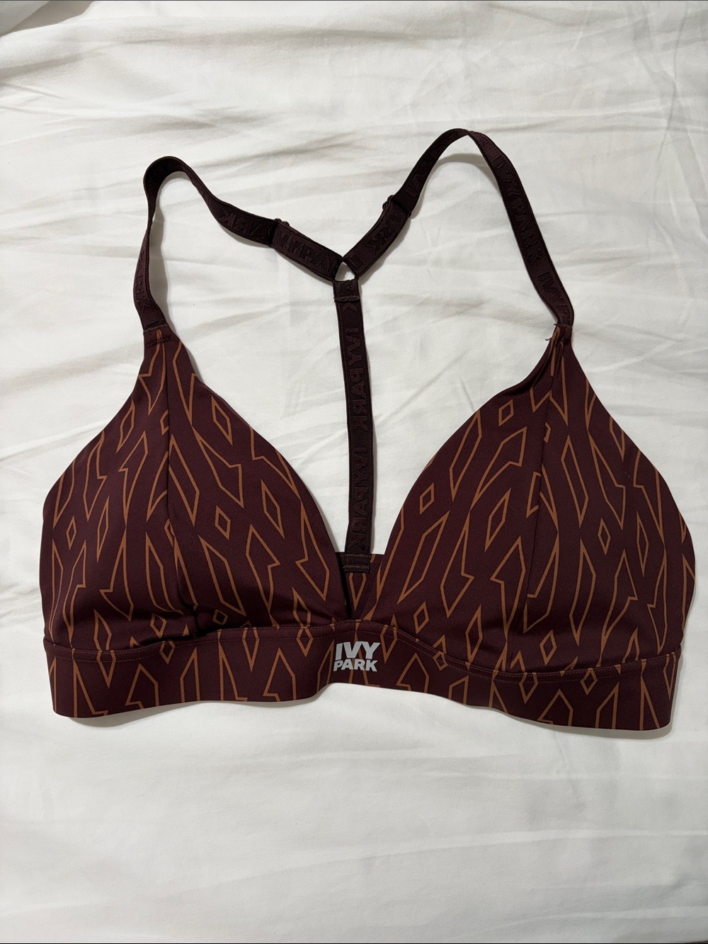 IVY PARK Brown Geometric Racerback Sports Bralette